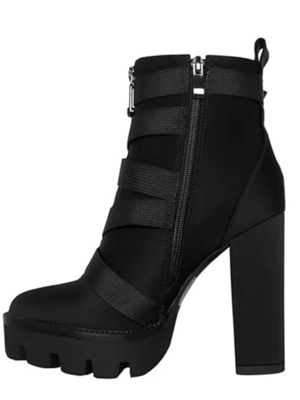 Chunky Heel Platform Booties Lace Up Side Zipper